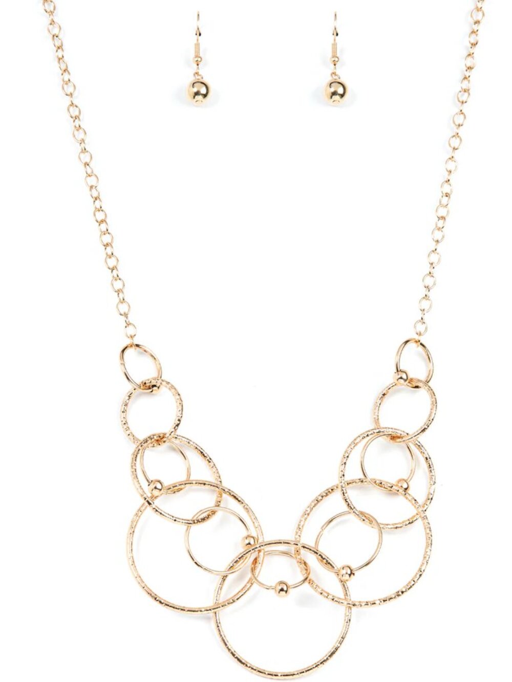 Paparazzi Encircled in Elegance Gold Necklace & Earrings Set